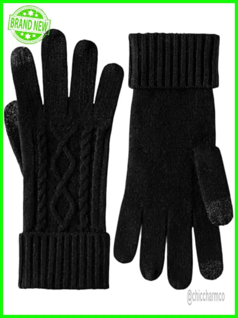 100% Cashmere Touchscreen Gloves for Women with Long Ribbed Cuff